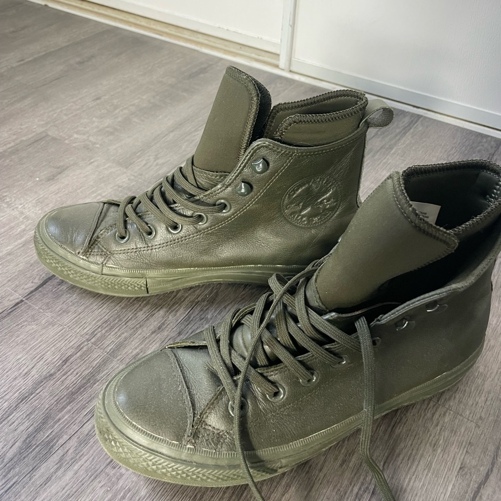 Converse High-Top Sneakers in Olive Green